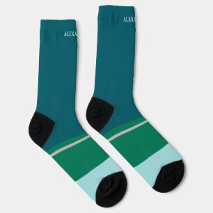 Personalisiert /dusky Blau Grün/Blau Socken