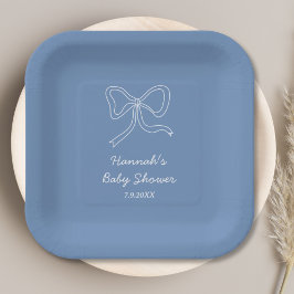 Personalisiert Dusty Blue Baby Duschpapier Teller