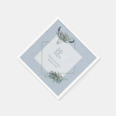 Personalisiert Dusty Blue Boho Mr. Wedding Serviette (Ecke)