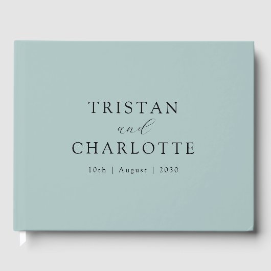 Personalisiert Dusty Blue Gästebuch (Vorderseite)