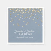 Personalisiert Dusty BLUE Gold Confetti Wedding Serviette (Vorderseite)