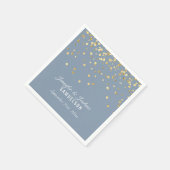 Personalisiert Dusty BLUE Gold Confetti Wedding Serviette (Ecke)