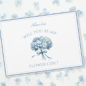 Personalisiert Dusty Blue Hydrangea Bow Flower Gir Karte