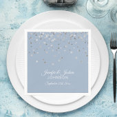 Personalisiert Dusty BLUE Silver Confetti Wedding Serviette