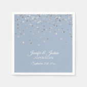 Personalisiert Dusty BLUE Silver Confetti Wedding Serviette (Vorderseite)