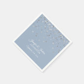 Personalisiert Dusty BLUE Silver Confetti Wedding Serviette (Ecke)