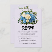 Personalisiert Dusty Blue und Elfenbein RSVP Karte (Vorne/Hinten)