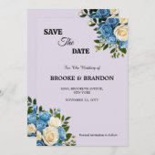 Personalisiert Dusty Blue und Elfenbein Save The Date (Vorne/Hinten)