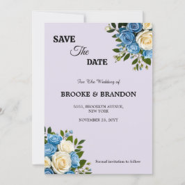 Personalisiert Dusty Blue und Elfenbein Save The Date