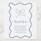 Personalisiert Dusty Blue Vielen Dank Hinweis Wein Weinetikett (Einzelnes Label)