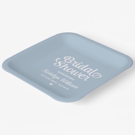 Personalisiert Dusty Blue Wedding Brautparty Pappteller (Gewinkelt)