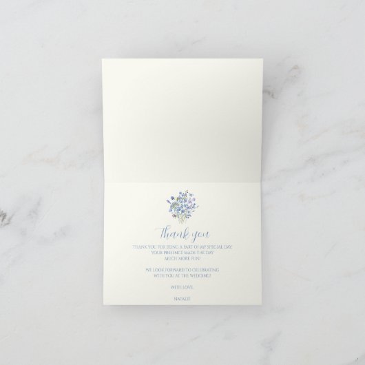 Personalisiert Dusty Blue Wildblume Brautparty Dankeskarte (Innenseite)