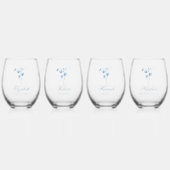 Personalisiert Dusty Blue Wildblume Brautparty Weinglas Ohne Stiel (Hinten)