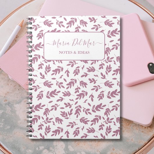Personalisiert Dusty Rose Botanisches Notebook Notizblock
