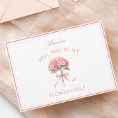 Personalisiert Dusty Rose Hydrangea Bow Flower Gir Karte