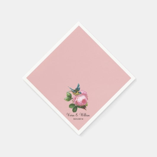 Personalisiert Dusty Rose Wedding Napkins Serviette (Ecke)