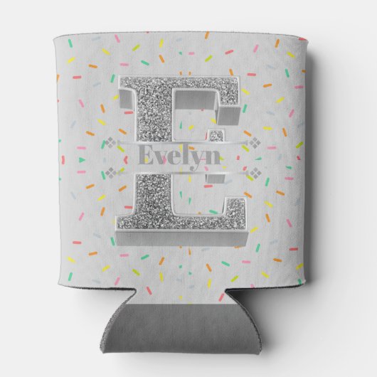 Personalisiert E Initial Silver Monogram Ihr Name Dosenkühler (Rückseite)