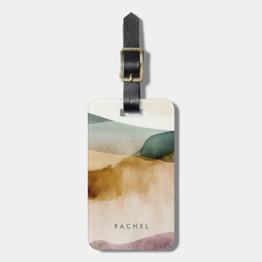 Personalisiert Earth Tone Abstrakte Wasserfarbe Gepäckanhänger (Vorderseite vertikal)