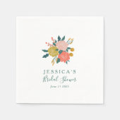 Personalisiert Earthy Floral Bouquet Brautparty Serviette (Vorderseite)