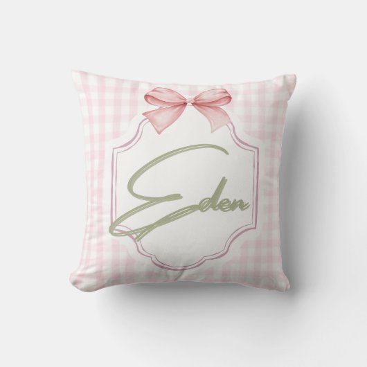 Personalisiert Eden Baby Girl Kinderzimmer Bow&Gin Kissen (Vorderseite)