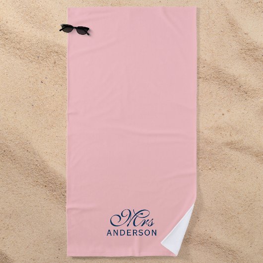 Personalisiert Editable Colors Elegante Script Mrs Strandtuch
