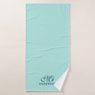 Personalisiert Editable Colors Elegantes Script Mr Badhandtuch Set