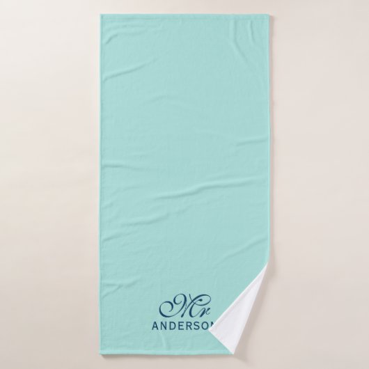 Personalisiert Editable Colors Elegantes Script Mr Badhandtuch Set (Badehandtuch)