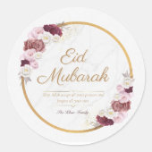 Personalisiert Eid Mubarak Pink Blume Aufkleber (Vorderseite)