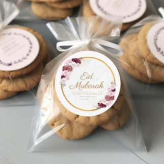 Personalisiert Eid Mubarak Pink Blume Aufkleber