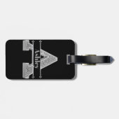 Personalisiert ein erstes Silver Monogramm Ihr Nam Gepäckanhänger (Rückseite horizontal)