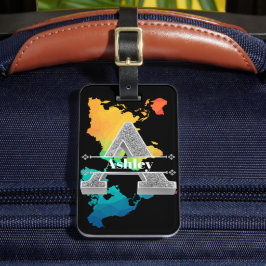 Personalisiert ein erstes Silver Monogramm Ihr Nam Gepäckanhänger