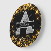 Personalisiert ein erstes Silver Monogramm Ihr Nam Große Wanduhr (Winkel)