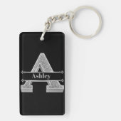 Personalisiert ein erstes Silver Monogramm Ihr Nam Schlüsselanhänger (Rückseite)