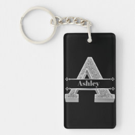 Personalisiert ein erstes Silver Monogramm Ihr Nam Schlüsselanhänger