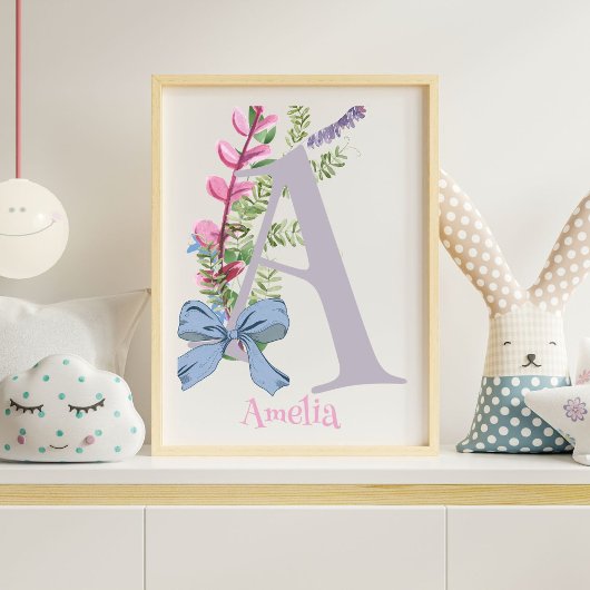 Personalisiert Ein Kinderzimmer Kunst mit Blume Fotodruck