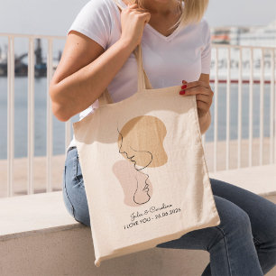 Personalisiert, eine Linie, Liebe, Boho, Arabisch Tragetasche