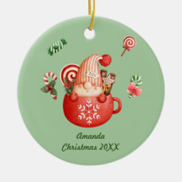 Personalisiert Einen Namen als Weihnachtsgnom in e Keramik Ornament