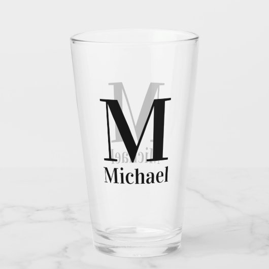 Personalisiert Einfach Mit Monogramm Glas (Rückseite)
