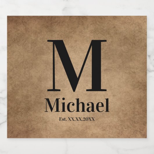 Personalisiert Einfach Mit Monogramm Schaumweinetikett (Einzelnes Label)
