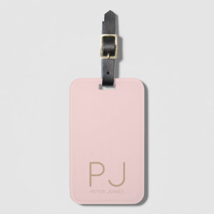 Personalisiert Einfach rosa Anfangsmonogramm Gepäckanhänger