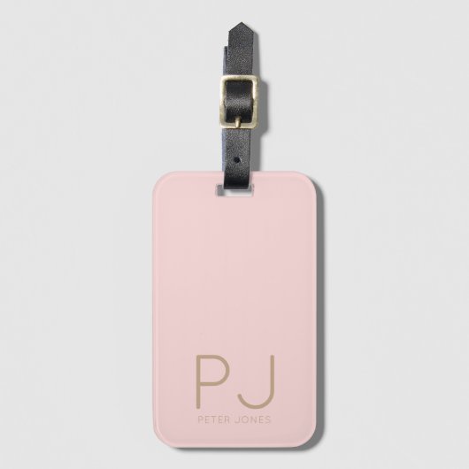Personalisiert Einfach rosa Anfangsmonogramm Gepäckanhänger (Vorderseite Vertikal)