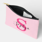 Personalisiert Einfache Hot-Pink-Monogramm Zubehörtasche (Offen)