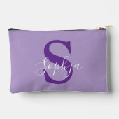 Personalisiert Einfache Lila Monogramm Zubehörtasche (Rückseite)