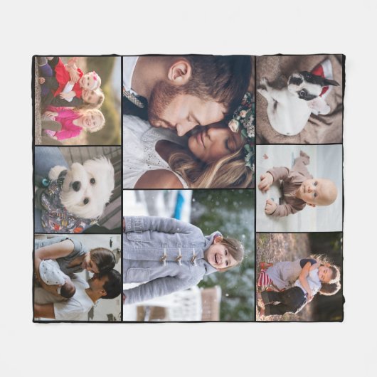 Personalisiert Einfache Moderne 8 Fotomaterial Sch Fleecedecke (Vorderseite (Horizontal))