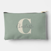 Personalisiert Einfache Monogram Name Sage Stilvol Zubehörtasche (Rückseite)