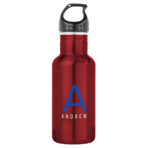 Personalisiert Einfache Rot-Blau-Anfangsbezeichnun Edelstahlflasche