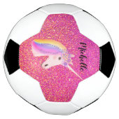Personalisiert Einhorn Rosa Glitzer Glitzern Girls Fußball (Gedreht)