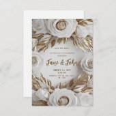 [Personalisiert] Einladung zur White & Gold Hochze (Vorne/Hinten)