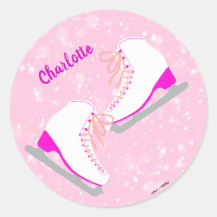 Personalisiert Eis Skaten Pink Kawaii Abbildung Sk Runder Aufkleber