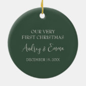 Personalisiert Elegant Baby's erstes Weihnachten Keramik Ornament (Hinten)